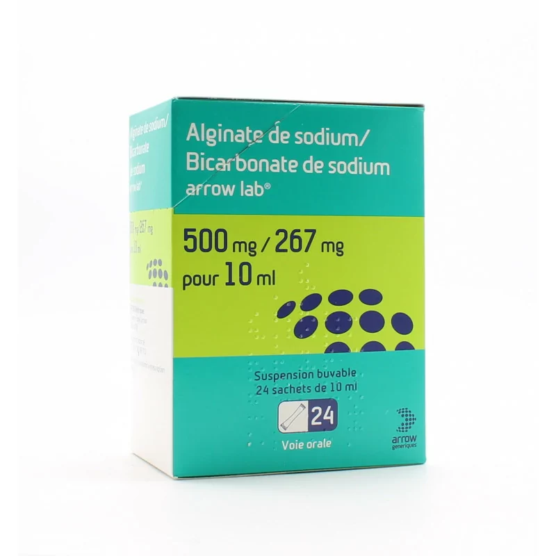 Alginate de Sodium/Bicarbonate de Sodium Arrow Lab 500mg/267mg 24 sachets