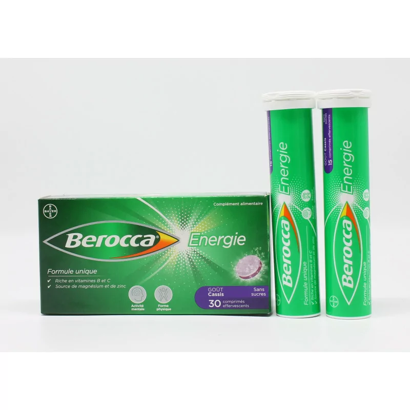 Berocca Energie Goût Cassis 30 comprimés effervescents