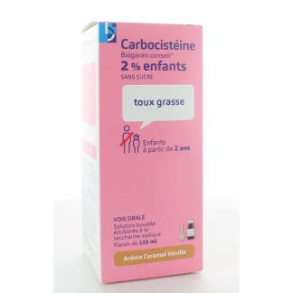 Carbocistéine 2% Enfants Sans Sucre Toux Grasse Biogaran 125ml