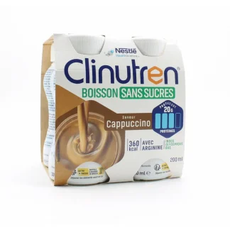Clinutren Boisson Sans Sucres Saveur Cappuccino 4X200ml