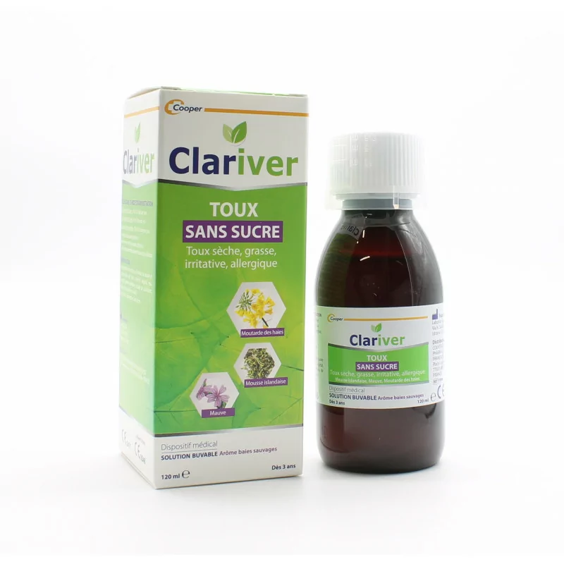 Cooper Clariver Toux Solution Buvable Sans Sucre 120ml