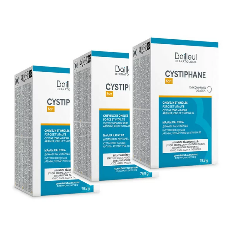 Cystiphane Fort Cheveux et Ongles 3 mois 3X120 comprimés