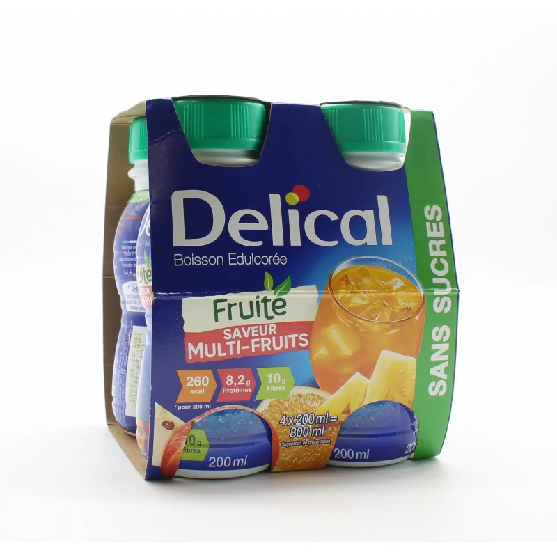 Delical Boisson Edulcorée Fruitée Multi-Fruits 4X200ml