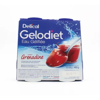 Delical Gelodiet Eau Gélifiée Saveur Grenadine 4X120g