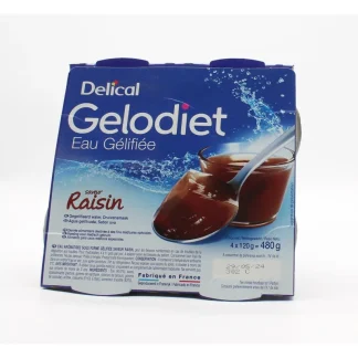 Delical Gelodiet Eau Gélifiée Saveur Raisin 4X120g