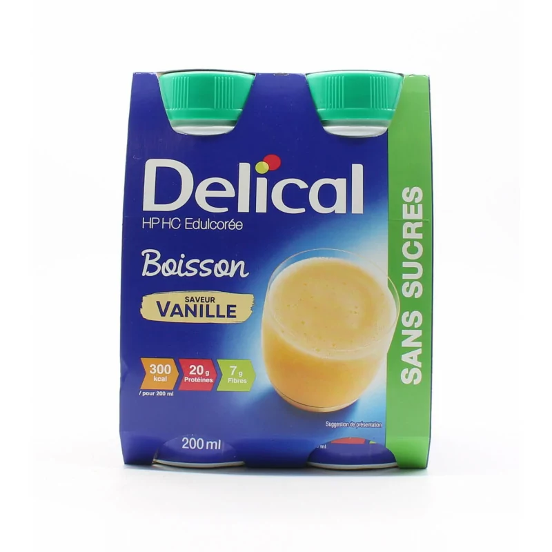 Delical HP HC Edulcorée Boisson Saveur Vanille 4X200ml