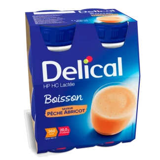 Delical HP HC Lactée Boisson Saveur Pêche Abricot 4X200ml