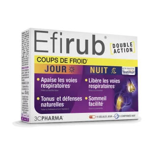 Efirub [Double Action] Coups de Froid Jour Nuit 15 gélules + 5 comprimés