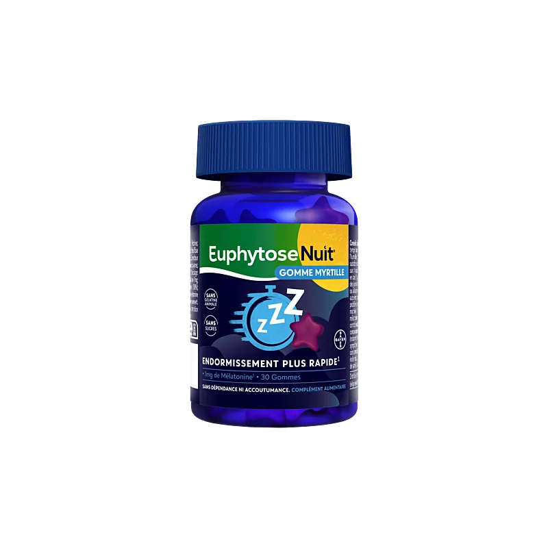 Euphytose Nuit 1mg de Mélatonine Myrtille 30 gommes