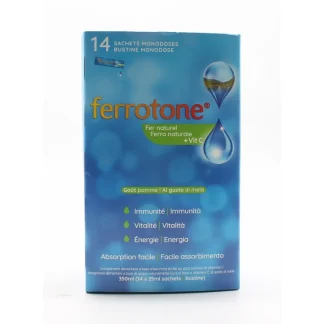 Ferrotone Fer Naturel + Vitamine C Goût Pomme 14x25ml
