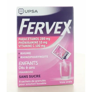 Fervex Rhume Enfants Framboise sans sucre 8 sachets