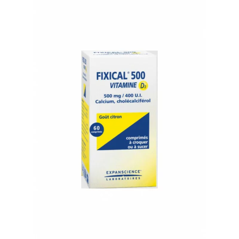 Fixical 500 Vitamine D3 500mg/400UI Goût Citron 60 comprimés