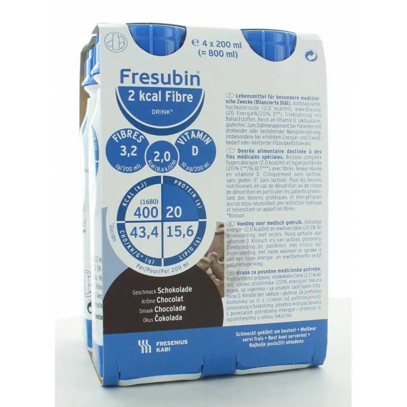 Fresubin 2Kcal Fibre Drink Arôme Chocolat X4 200ml