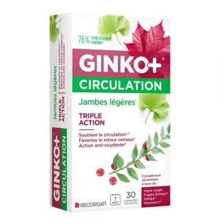 Ginko+ Circulation Jambes Légères Triple Action 30 comprimés