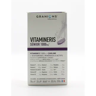 Granions Vitamineris Sénior 1000mg Goût Cassis 30 comprimés effervescents