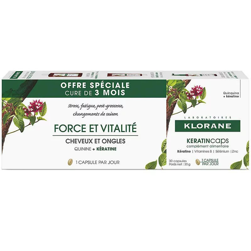 Klorane Force et Vitalité Keratincaps Cheveux & Ongles 3X30 capsules