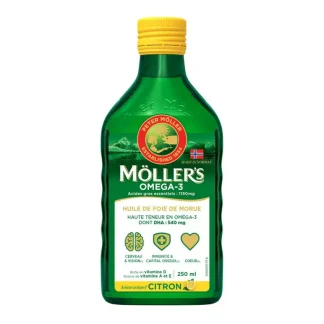 Moller's Omega-3 Huile de Foie de Morue Citron 250ml