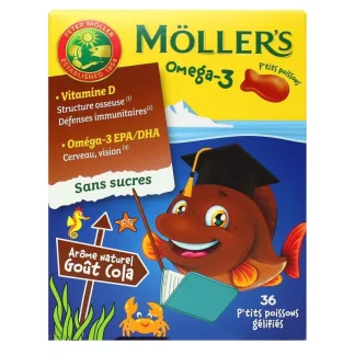 Moller's Omega-3 sans sucres Goût Cola 36 p'tits poissons gélifiés