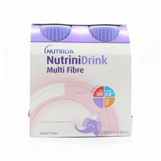 Nutricia NutriniDrink Multi Fibre Arôme Fraise 4X200ml