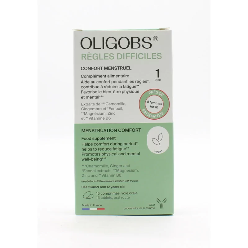 Oligobs Règles Difficiles Confort Menstruel 15 comprimés