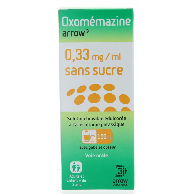 Oxomémazine Arrow 0,33mg/ml sans sucre 150ml