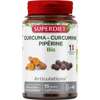 Superdiet Curcuma Curcumine Pipérine Bio 45 gélules