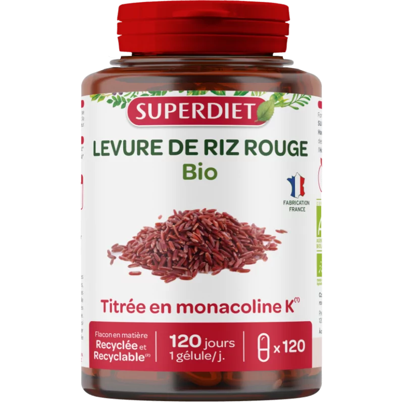 Superdiet Levure de Riz Rouge Bio 120 gélules