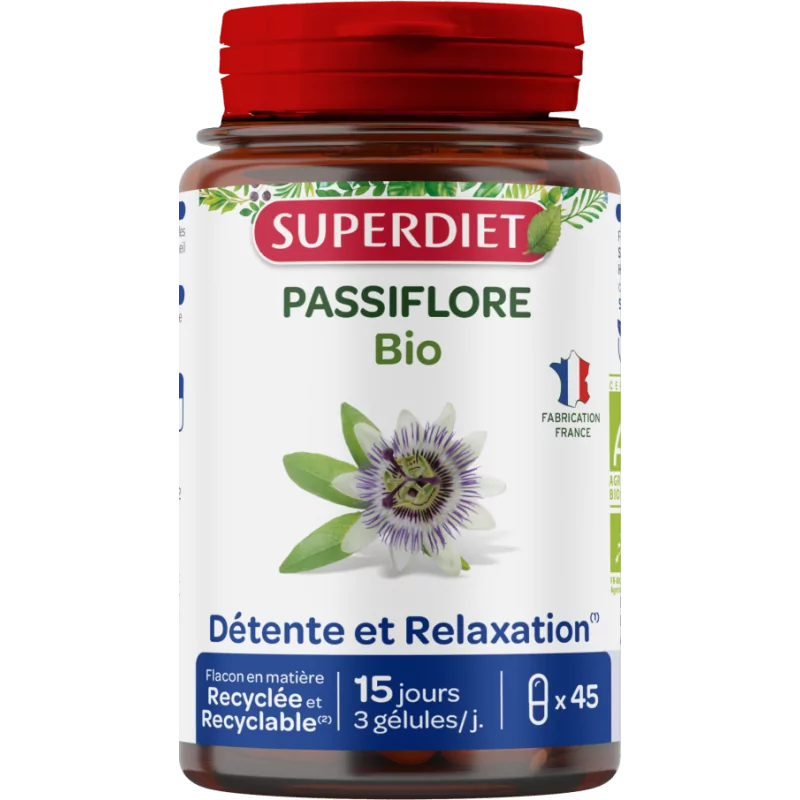 Superdiet Passiflore Bio Détente et Relaxation 45 gélules