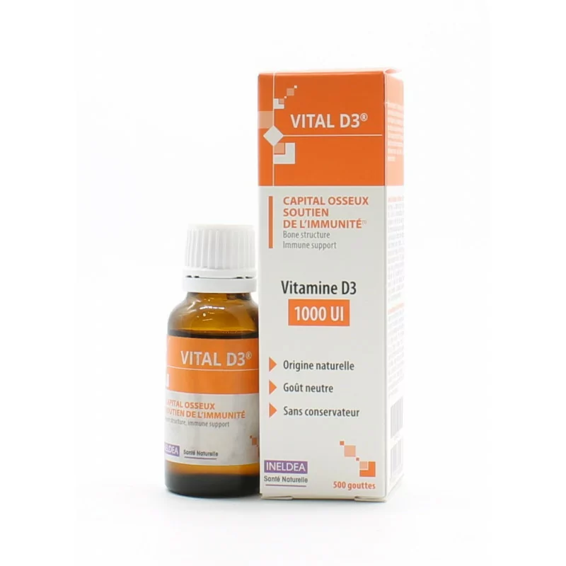 Vital D3 Vitamine D3 1000UI 500 gouttes