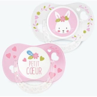 Sucettes anatomiques Duo Lapin Cœur 0 à 6 mois Luc & Léa