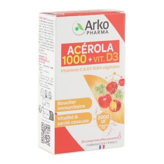 Шипучие таблетки Arkopharma Acerola 1000 + витамин D3