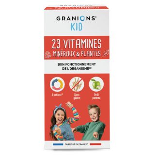 Сироп Granions Kid 23, содержащий витамины, минералы и растительные компоненты.