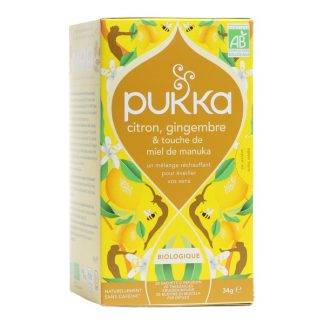 Органический травяной чай Pukka в пакетиках с лимоном, имбирем и медом манука.