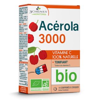 Les 3 Chenes Acerola 3000 органические жевательные таблетки
