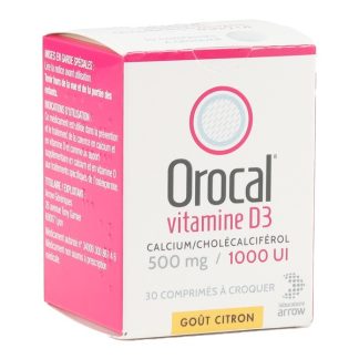 Orocal Витамин D3 500 мг/1000 МЕ жевательные таблетки